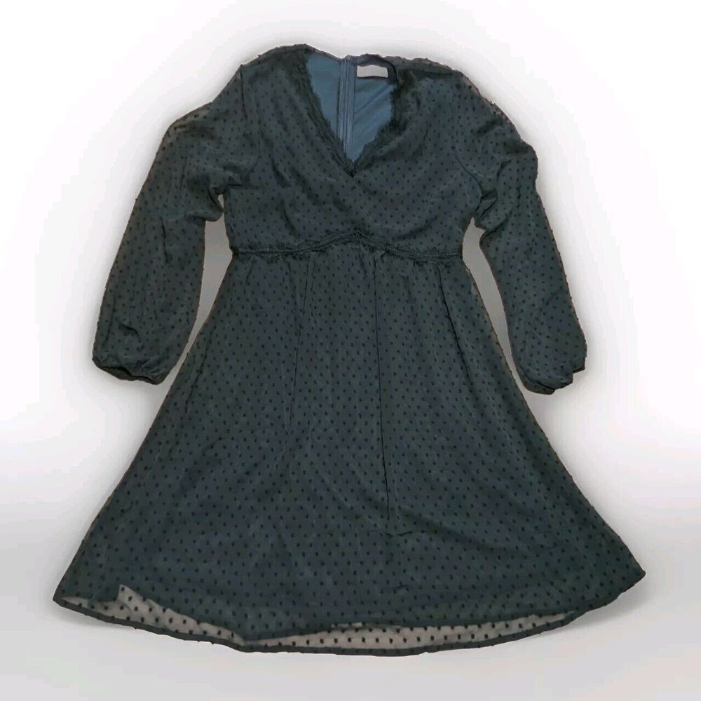 JASAMBAC Women's Swiss Dot Cocktail Dress Navy Size Large